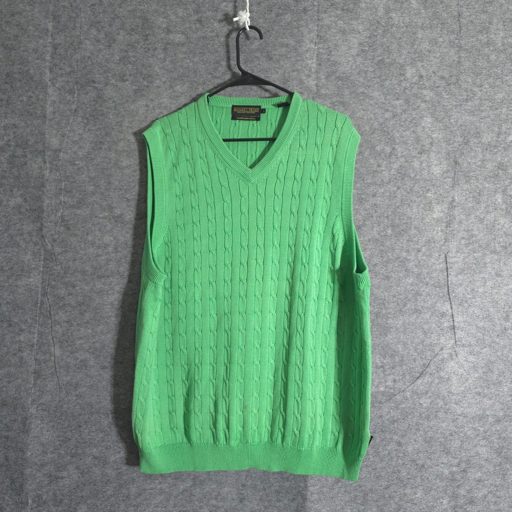 Donald J. Trump Signature Collection Knit Sweater Vest Men's Green Cable Large